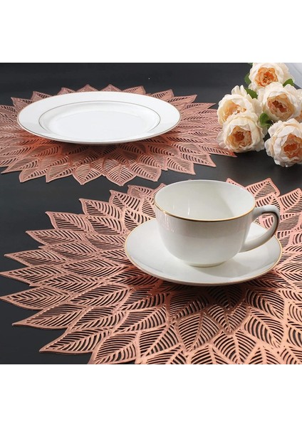 6'lı Amerikan Servis Seti, Yuvarlak Içi Boş Çiçekli Amerikan Servisleri Yemek Masası Için Preslenmiş Gül Altın (Yurt Dışından) modelleri