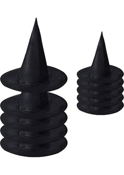 Cadılar Bayramı Partisi Dekorasyon Aksesuarları Cosplay Büyücü Şapka Dekorasyonu Için 10 Parça Cadılar Bayramı Kostümü Siyah Cadı Şapkası (Yurt Dışından)