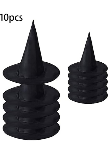 Cadılar Bayramı Partisi Dekorasyon Aksesuarları Cosplay Büyücü Şapka Dekorasyonu Için 10 Parça Cadılar Bayramı Kostümü Siyah Cadı Şapkası (Yurt Dışından) fiyatları