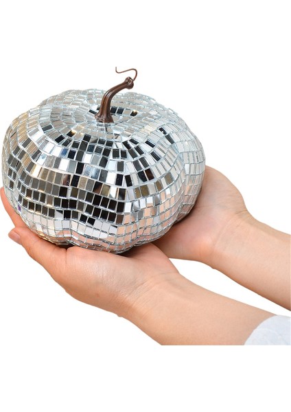 Gümüş Aynalı Disko Topu, Balkabağı Şeklinde Disko Topu, Dj Kulüp Partisi Için Uygun, Cadılar Bayramı Yansıtıcı Balkabağı Topu 15 cm (Yurt Dışından)