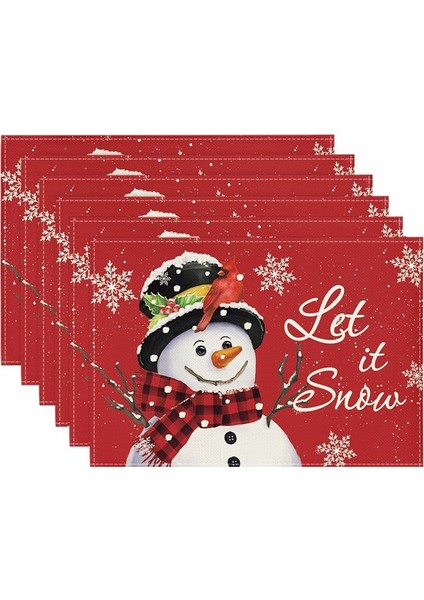 Kırmızı Noel Kış Masa Örtüsü Seti 6'lı, 12X18 Inç Mevsimlik Noel Tatil Masa Örtüsü (Yurt Dışından) fiyatları