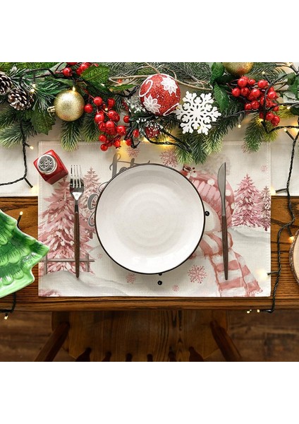 4 Adet Noel Ağacı Kar Pembesi Noel Amerikan Servisleri Kışlık Masa Örtüleri Mutfak Yemek Odası Dekorasyonu Için (Yurt Dışından) indirimleri