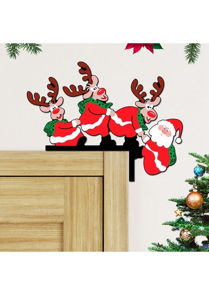 4'lü Paket "onu Gördüm" Noel Kapı Köşesi Dekorasyonu, Sanat Duvar Ahşap Heykel Ahşap Ev Kapı Köşe Dekorasyonu (Yurt Dışından) fiyatları