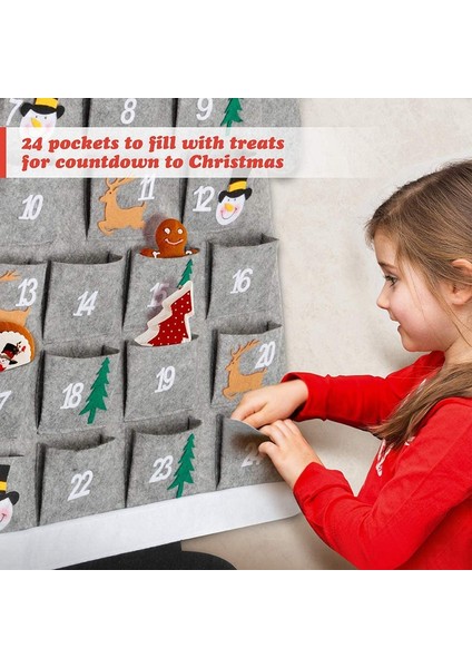 Noel Keçe Advent Takvimi Duvara Asılan Cepli Noel Advent Takvimi 24 Gün Yeniden Kullanılabilir Gri (Yurt Dışından) indirimleri