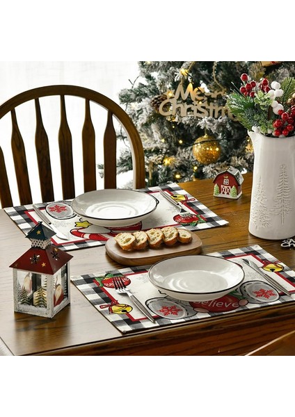 4 Adet Noel Ağacı Kar Pembesi Noel Amerikan Servisleri Kışlık Masa Örtüleri Mutfak Yemek Odası Dekorasyonu Için (Yurt Dışından) fırsatları