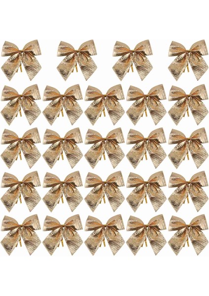 24 Adet Dekorasyon Süsü Asılı Fiyonk Kelebek Dekor Ağacı Sevimli Noel Ağacı (24 Adet, Altın) (Yurt Dışından)