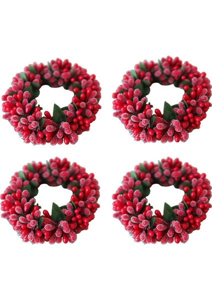 Kırmızı Meyveli Şamdanlar Meyveli Mumluk Noel Tealight-Noel Mini Süslemesi Için Mumluk Çelengi (Yurt Dışından)