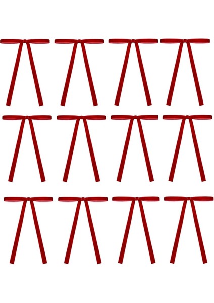 12 Adet Kadife Noel Ağacı Fiyonkları Kırmızı Noel Kurdele Fiyonkları Kendin Yap El Yapımı Noel Hediyesi Papyon Aksesuarları (Yurt Dışından) fiyatları