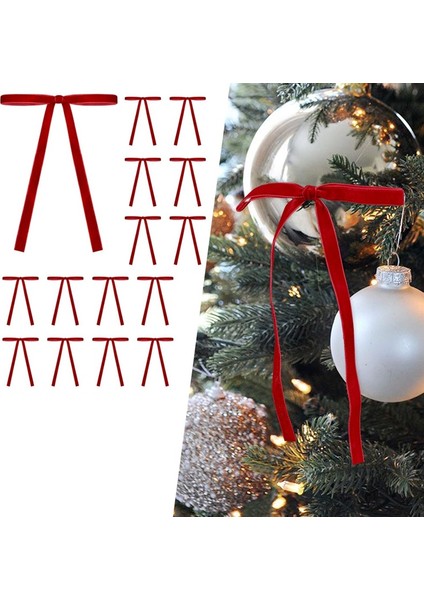 12 Adet Kadife Noel Ağacı Fiyonkları Kırmızı Noel Kurdele Fiyonkları Kendin Yap El Yapımı Noel Hediyesi Papyon Aksesuarları (Yurt Dışından) fırsatları