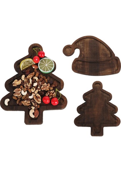 Noel Ağacı Tepsisi Sevimli Ev Ahşap Meyve Yemek Tabağı Kek Tatlı Tabağı Eğlence, Kahvaltı, Sehpa (Yurt Dışından)