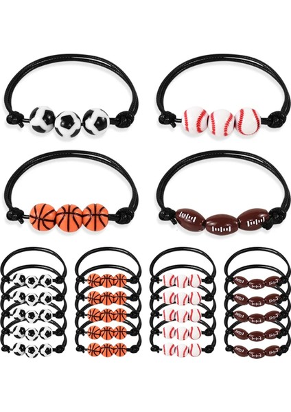 40 Adet Futbol Basketbol Boncuklu Charm Bileklik Çocuk Spor Temalı Doğum Günü Partisi Hediyeleri Dekorasyon Pinatafiller Hediye (Yurt Dışından)