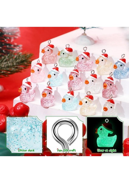 Noel Mini Reçine Ördekler Işıklı Noel Minik Ördek Mini Reçine Hayvanlar Minyatür Karanlıkta Parlayan Ördek Takıları, 100 Adet (Yurt Dışından) fırsatları