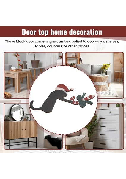 Noel Kapı Köşesi Tabelası Ahşap Kedi Kapı Üstü Dekoru, Duvar Için Ahşap Kapı Çerçevesi Süsü Kedi Heykeli Sanat Figürü (Yurt Dışından) fırsatları