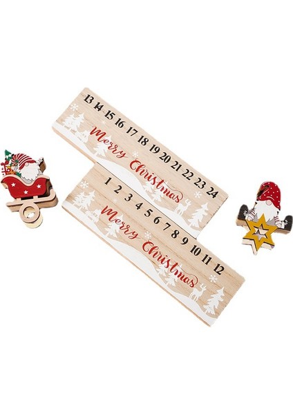 Noel Geri Sayım Takvimi Ahşap Noel Tatil Ahşap Advent Takvimi Geri Sayım Dekor Süsü Noel Baba Advent Takvimi (Yurt Dışından) fırsatları