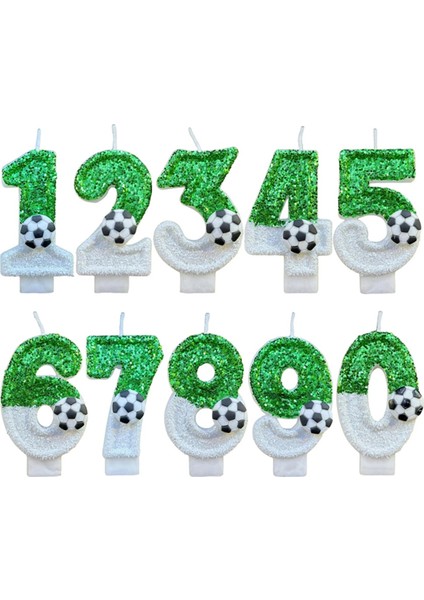 Futbol Mumları 0-9 Numaralı Yeşil Parıltılı Doğum Günü Yaratıcıları Erkek Çocuk Partisi Pasta Üstü Dekorasyonu Için Futbol Mumu (Yurt Dışından)