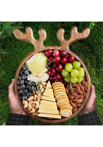 Ahşap Noel Tepsisi Noel Ağacı Meyve Kasesi Ev Atıştırmalık Tabağı Şekerleme Tabağı Kavun Çekirdeği Kurutulmuş Meyve Pizza Tabağı L (Yurt Dışından) indirimleri