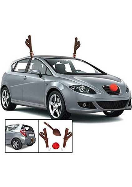 Ren Geyiği Dekorasyonu Araba Burun Boynuzu Kostüm Seti Rudolph Noel Ren Geyiği Boynuzları Kırmızı Burun Süsleri Boynuzlar (Yurt Dışından) fiyatları
