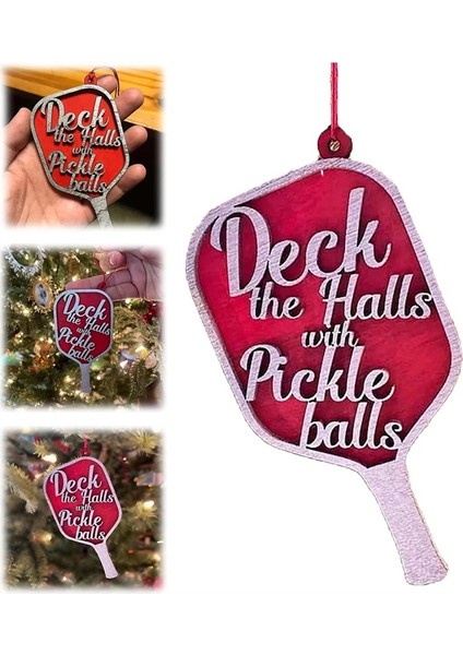 Pickleball Noel Süsü, Salonu Pickle Ball'larla Süsleyin, Asılı Ağaç Aksesuarları (Yurt Dışından) modelleri