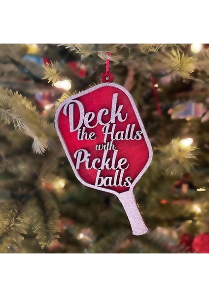 Pickleball Noel Süsü, Salonu Pickle Ball'larla Süsleyin, Asılı Ağaç Aksesuarları (Yurt Dışından) fırsatları