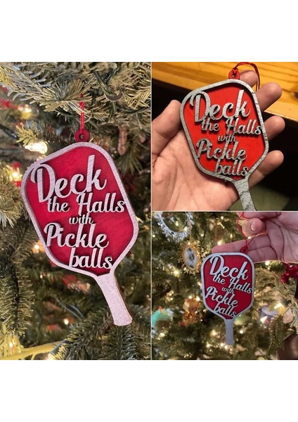Pickleball Noel Süsü, Salonu Pickle Ball'larla Süsleyin, Asılı Ağaç Aksesuarları (Yurt Dışından) indirimleri