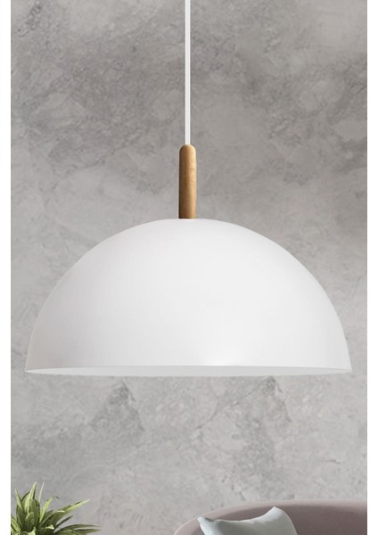 Beyaz Ahşap Sarkıt Avize, Modern ve Şık Iç Dekorasyon Aydınlatması