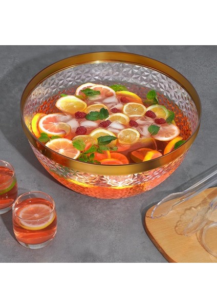 Plastik Punç Kasesi, Düğünler, Barbeküler, Kokteyller, Salatalar, Atıştırmalıklar Için Altın Kaplamalı Şeffaf Içecek Seti, Kolay Temizlenir (Yurt Dışından) modelleri