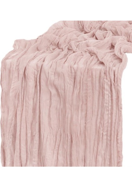 90X300CM Peynir Bezi Masa Örtüsü Açık Pembe Bohem Tül Masa Örtüsü Uzun Retro Şeffaf Masa Örtüsü (Yurt Dışından)