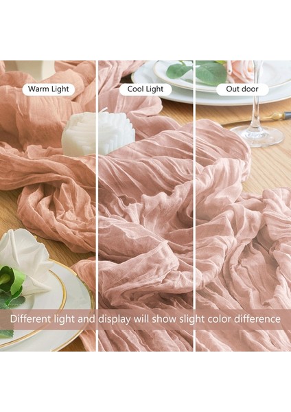 90X300CM Peynir Bezi Masa Örtüsü Açık Pembe Bohem Tül Masa Örtüsü Uzun Retro Şeffaf Masa Örtüsü (Yurt Dışından) modelleri