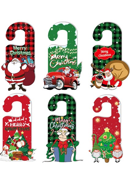 6 Adet Noel Kapı Tokmağı Askısı Dekorasyonu Noel Kapı Tokmağı Süsü Tabelası Noel Kapı Kolu Kolye (Yurt Dışından)