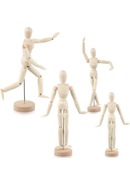 4 Adet Poz Veren Ahşap Manken Figürü Ahşap Insan Modeli Çizim Figürü Eskiz Boyama Noel Masa Dekoru (Yurt Dışından) fiyatları