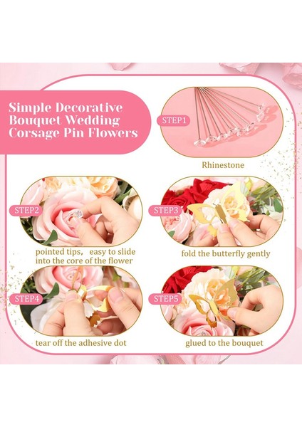 6 Taçlı Pasta Süsü, 100 Korsaj Iğnesi, 60 Kelebek ve Altın Kelebekler ile Çiçek Buketi Için 166 Parça Taç Dekoru (Yurt Dışından) indirimleri