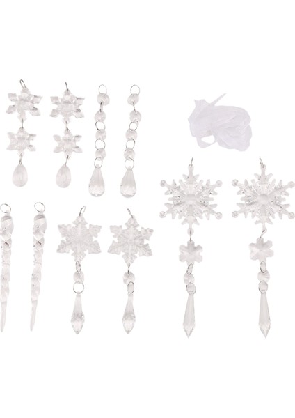 Noel Ağacı Şeffaf Akrilik Buz Sarkıtı Süsleri Kristal Kar Tanesi Buz Sarkıtı Damlası Asılı Kolyeler Noel Yeni Yıl Dekorasyonu Için (Yurt Dışından)