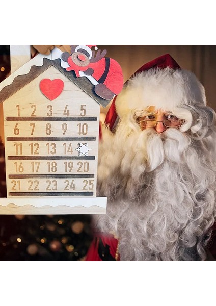 Noel Advent Koleksiyonu Dekoratif ve Yeniden Kullanılabilir Ahşap Geri Sayım Takvimi, 11,8 Inç, Noel Baba Sakalı B (Yurt Dışından) fiyatları