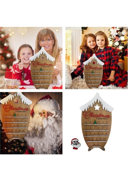 Noel Advent Koleksiyonu Dekoratif ve Yeniden Kullanılabilir Ahşap Geri Sayım Takvimi, 11,8 Inç, Noel Baba Sakalı B (Yurt Dışından) fırsatları