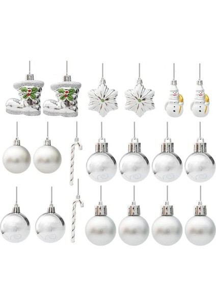 Gümüş Noel Ağacı Süsleri, 20'li Set, Noel Için Atmosferik Yeniden Kullanılabilir Gümüş Süsler, Asılması Kolay (Yurt Dışından)