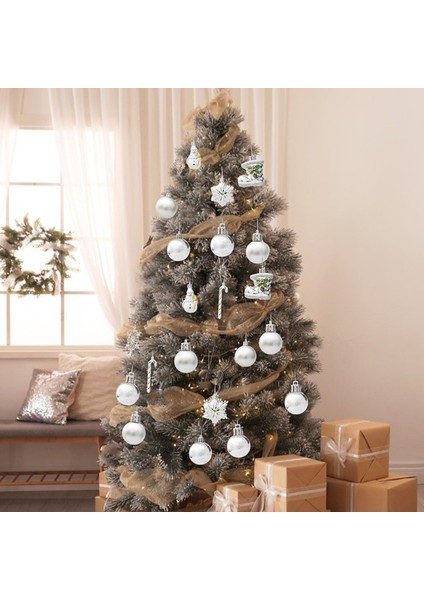 Gümüş Noel Ağacı Süsleri, 20'li Set, Noel Için Atmosferik Yeniden Kullanılabilir Gümüş Süsler, Asılması Kolay (Yurt Dışından) fırsatları