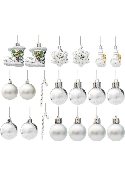 Gümüş Noel Ağacı Süsleri, 20'li Set, Noel Için Atmosferik Yeniden Kullanılabilir Gümüş Süsler, Asılması Kolay (Yurt Dışından) indirimleri