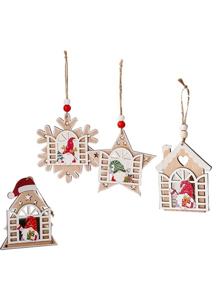 Noel Kolye Ahşap Etiketler Noel Dekoru Ahşap Kesim Ahşap Noel Ağacı Kolye Noel Asılı Süsü (Yurt Dışından)