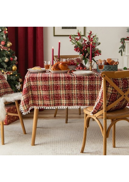 Noel Masa Örtüsü Masa Örtüsü Dekorasyonu Tüy Yumağı Batı Yemek Masası Matı Pamuklu, Keten ve Kar Tanesi Masa Örtüsü (Yurt Dışından) fiyatları