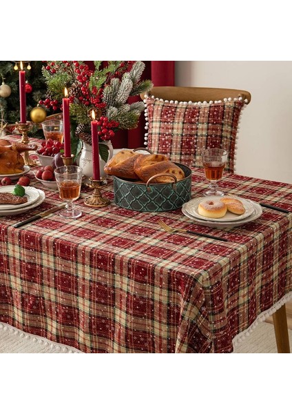 Noel Masa Örtüsü Masa Örtüsü Dekorasyonu Tüy Yumağı Batı Yemek Masası Matı Pamuklu, Keten ve Kar Tanesi Masa Örtüsü (Yurt Dışından) modelleri