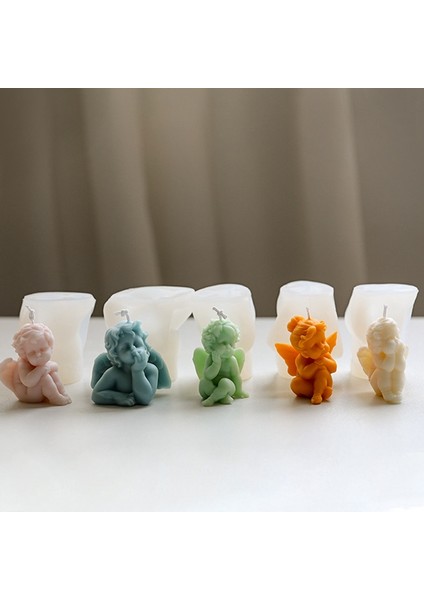 Mini Melek Silikon Mum Kalıpları Sevimli El Yapımı Melekler, Tatil Partisi Hediyeleri (Yurt Dışından) modelleri