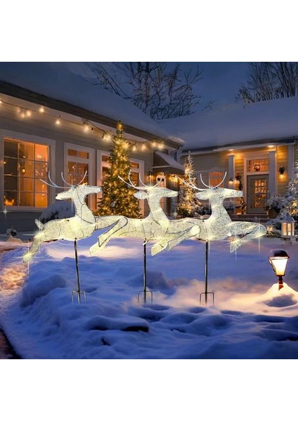 Adet Noel Dış Mekan Dekorasyon Işıkları Aydınlatmalı Süslemeler 2d Ren Geyiği Aile Dış Mekan Çim Bahçe Süslemeleri Işık (Yurt Dışından) fırsatları