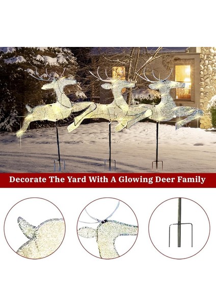 Adet Noel Dış Mekan Dekorasyon Işıkları Aydınlatmalı Süslemeler 2d Ren Geyiği Aile Dış Mekan Çim Bahçe Süslemeleri Işık (Yurt Dışından) indirimleri