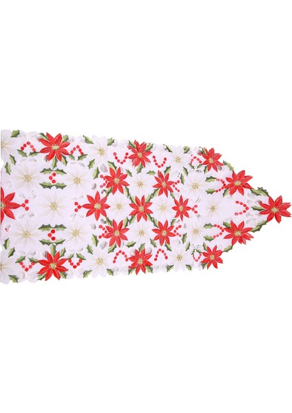 Noel Işlemeli Masa Örtüsü, Noel Süslemeleri Için Lüks Holly Atatürk Çiçeği Masa Örtüsü, 15 x 70 Inç (Yurt Dışından)