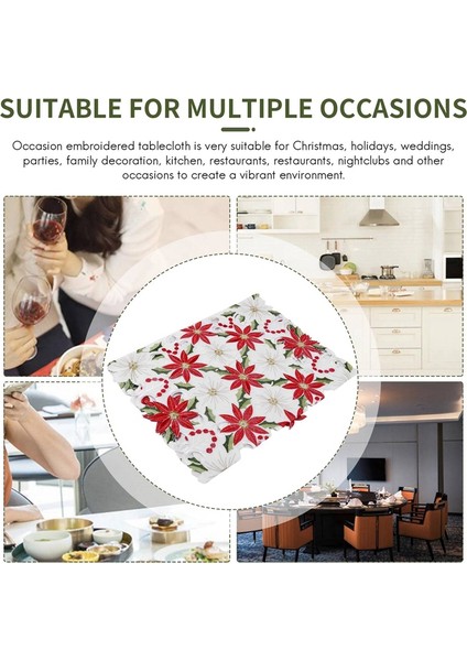 Noel Işlemeli Masa Örtüsü, Noel Süslemeleri Için Lüks Holly Atatürk Çiçeği Masa Örtüsü, 15 x 70 Inç (Yurt Dışından) fırsatları