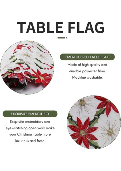 Noel Işlemeli Masa Örtüsü, Noel Süslemeleri Için Lüks Holly Atatürk Çiçeği Masa Örtüsü, 15 x 70 Inç (Yurt Dışından) indirimleri