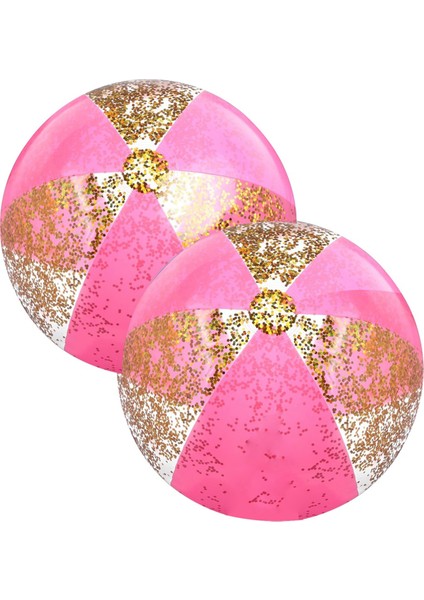 2 Adet 16 Inç Şişme Plaj Topları Altın Konfeti Havuz Topları Yetişkinler Için Yüzme Havuzu Yaz Doğum Günü Partisi Pembe (Yurt Dışından)