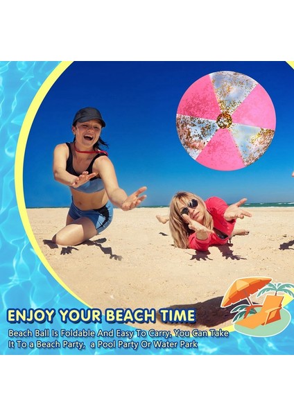 2 Adet 16 Inç Şişme Plaj Topları Altın Konfeti Havuz Topları Yetişkinler Için Yüzme Havuzu Yaz Doğum Günü Partisi Pembe (Yurt Dışından) fiyatları