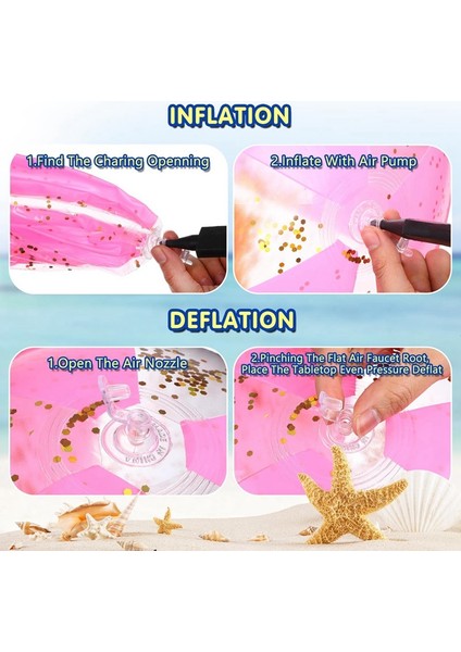 2 Adet 16 Inç Şişme Plaj Topları Altın Konfeti Havuz Topları Yetişkinler Için Yüzme Havuzu Yaz Doğum Günü Partisi Pembe (Yurt Dışından) fırsatları