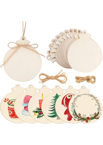 50 Adet Kendin Yap Noel Ahşap Süsleri Büyük Doğal Ahşap Dilimleri Delikli Ahşap Daireler Noel El Sanatları Için (Yurt Dışından)